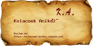 Kolacsek Anikó névjegykártya